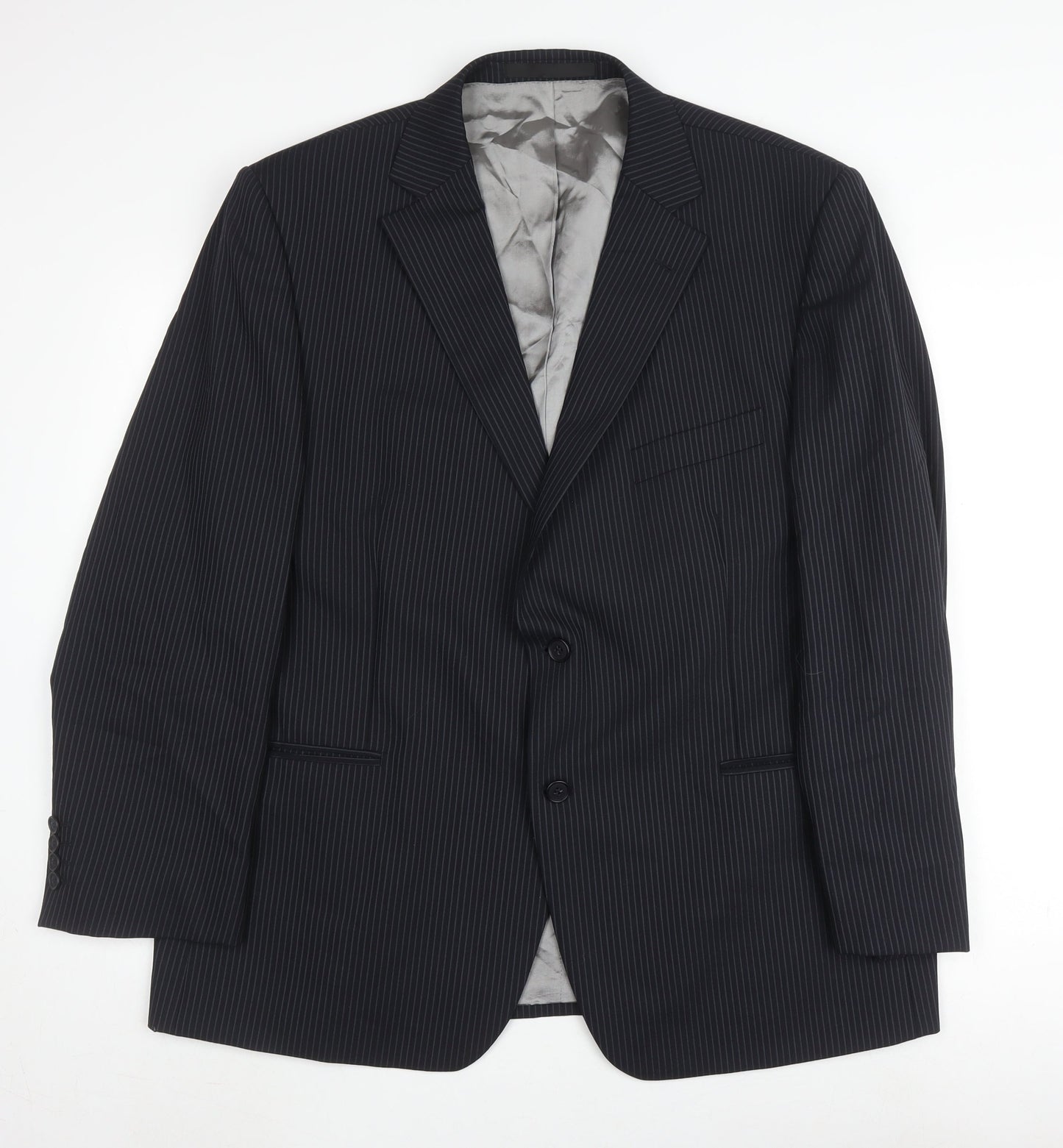 Marks and Spencer Men's Blue Striped Suit Jacket 48L