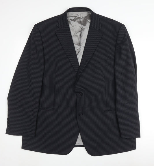 Marks and Spencer Men's Blue Striped Suit Jacket 48L