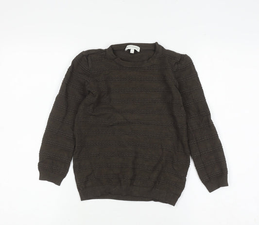 Warehouse Girls Brown Knit Crew Neck Pullover Jumper Size 8