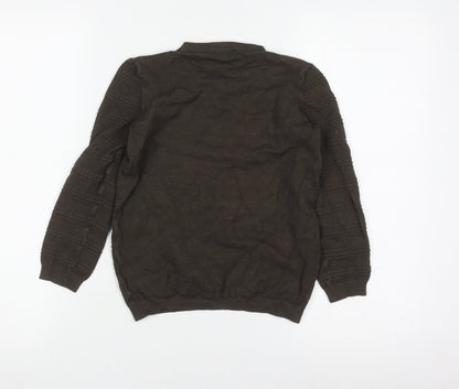 Warehouse Girls Brown Knit Crew Neck Pullover Jumper Size 8