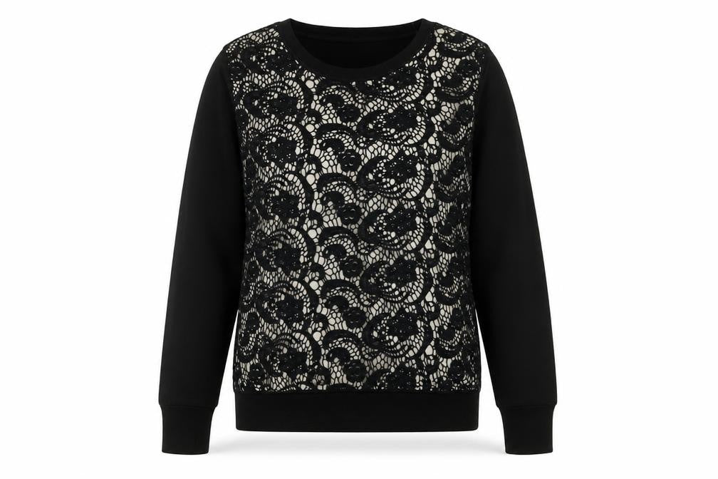 Jaeger Women's Black Lace Pullover Jumper