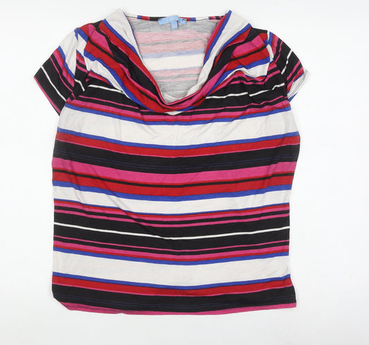Aphorism Women's Multicoloured Striped Top, L, Cowl Neck