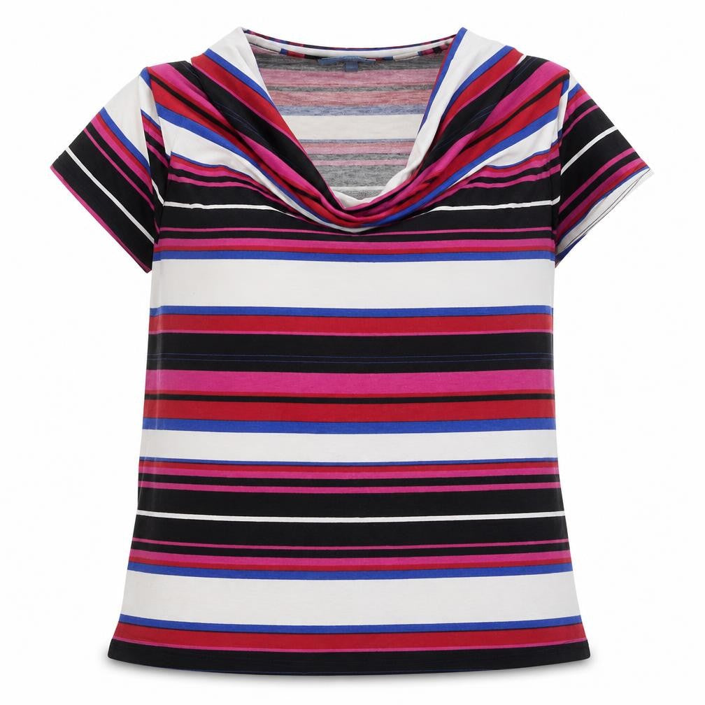 Aphorism Women's Multicoloured Striped Top, L, Cowl Neck