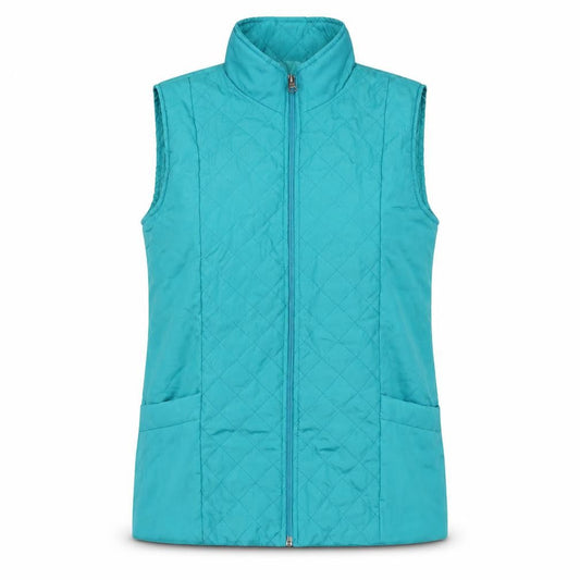 Front view of Anne De Lançay Women's Blue Quilted Waistcoat M