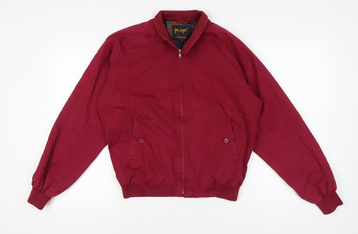 POP Men's Red Medium Basic Jacket with Zip Pockets