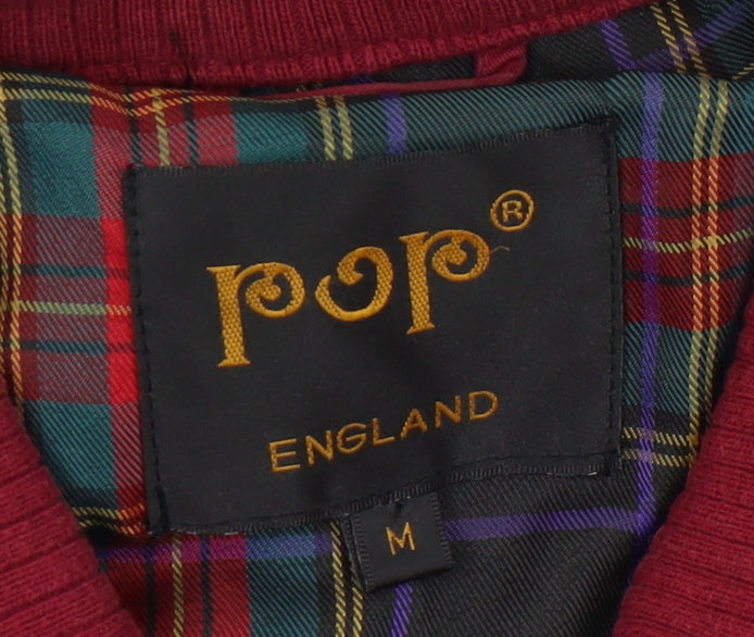 POP Men's Red Medium Basic Jacket with Zip Pockets