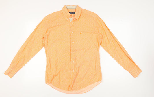 Pal Zileri Men's Orange Floral Button-Up Shirt L/S