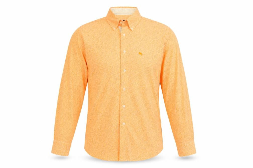 Pal Zileri Men's Orange Floral Button-Up Shirt L/S