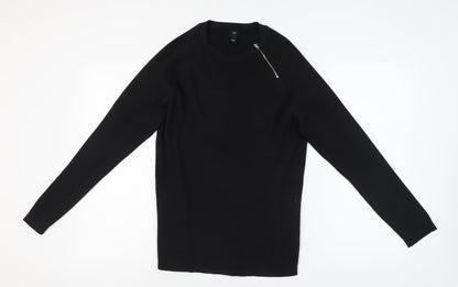 Additional front view of River Island Black Knit Long Sleeve Top L