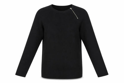 Front view of River Island Black Knit Long Sleeve Top L