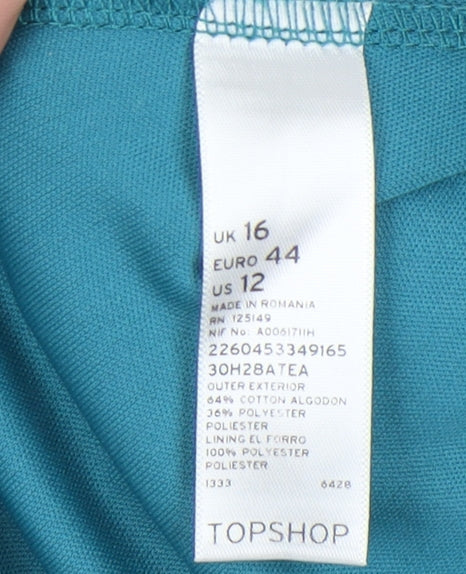 Topshop Women’s Blue Fit & Flare Dress Size 16