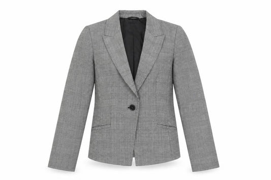 Jaeger Women's Grey Check Wool Blazer, UK 12