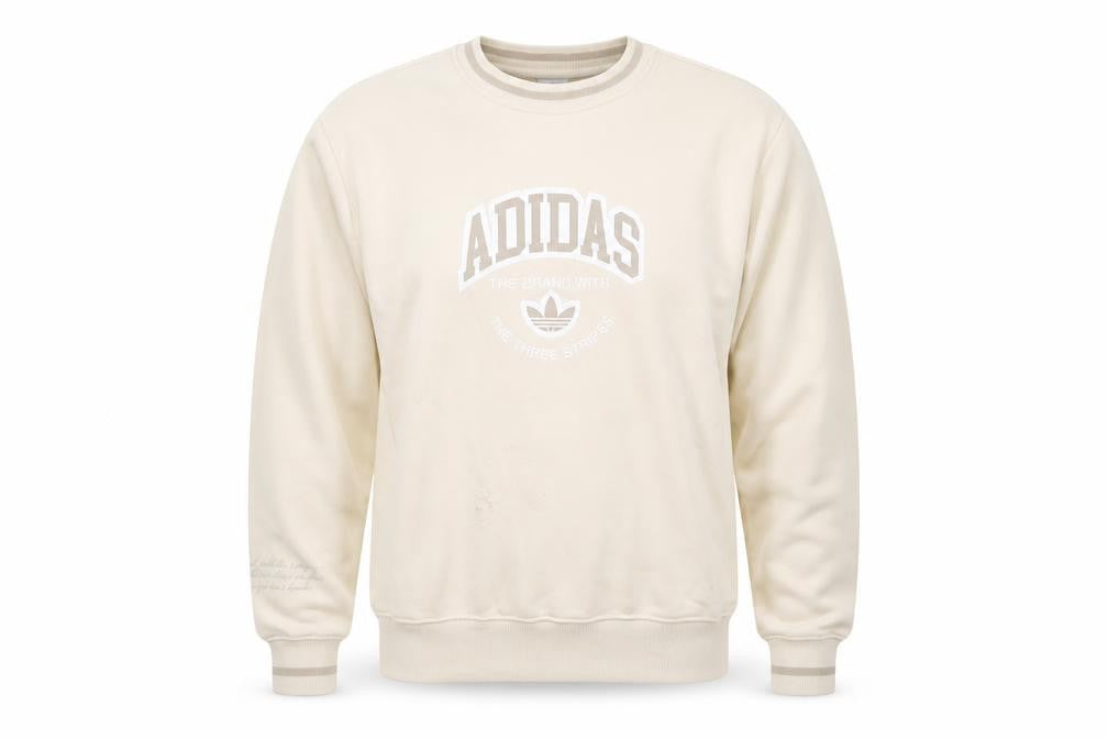 Adidas Men's Beige Pullover Sweatshirt M - Logo Graphic