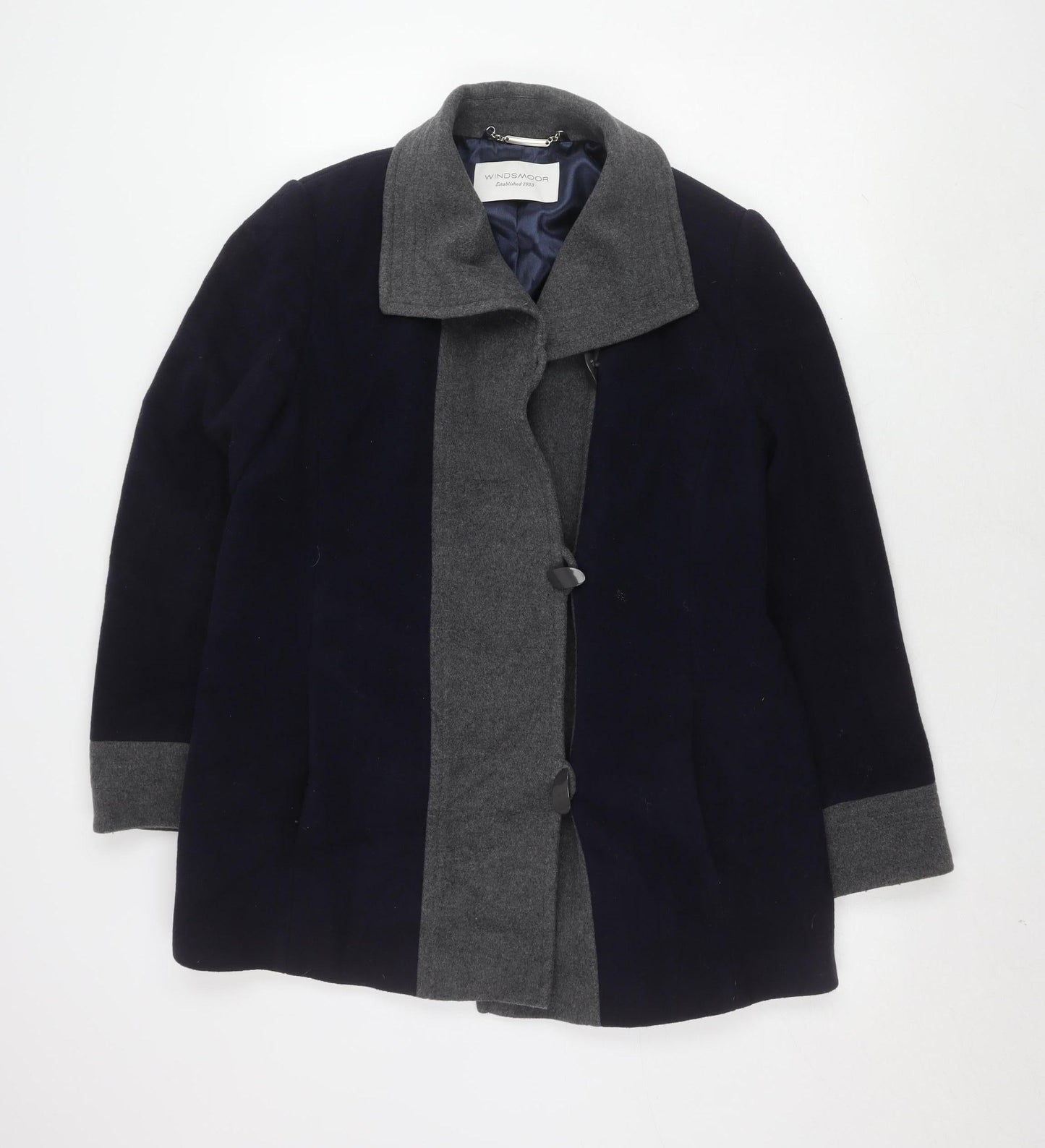 Windsmoor Women's Blue Grey Cape Size 12, Button Accent