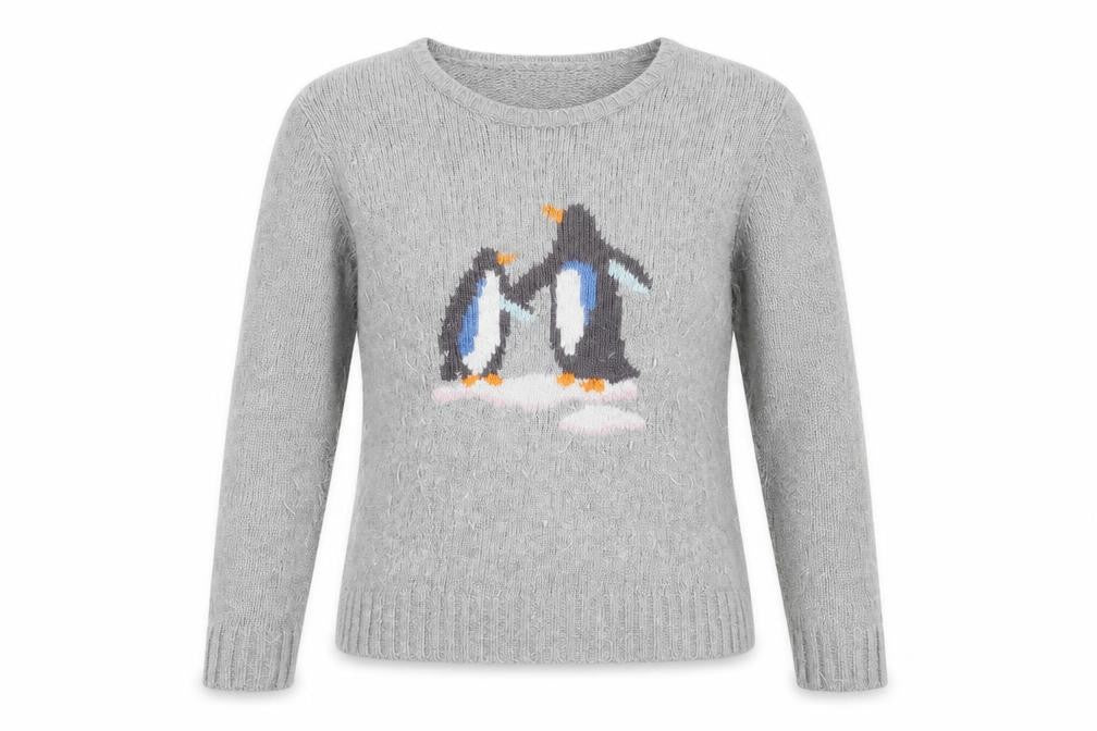Cath Kidston Women's Grey M Penguin Knit Jumper