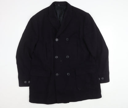 Preloved Jeff Banks Men's Black Wool Overcoat Size 42 Classic - Front