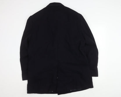 Preloved Jeff Banks Men's Black Wool Overcoat Size 42 Classic - Back