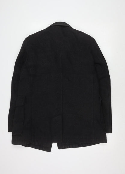 Jasper Conran Black Pea Coat for Men, Size M, Wool