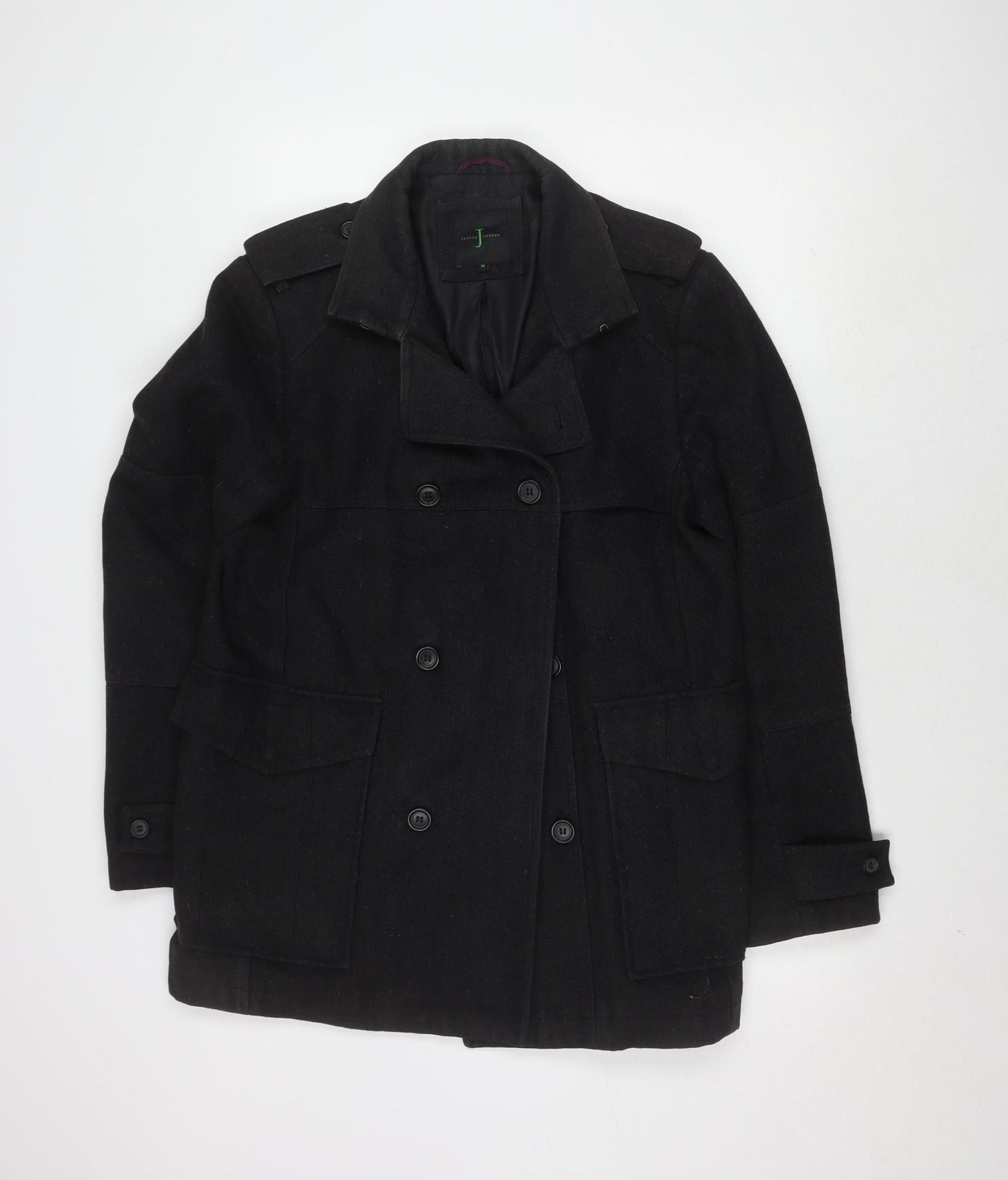 Jasper Conran Black Pea Coat for Men, Size M, Wool