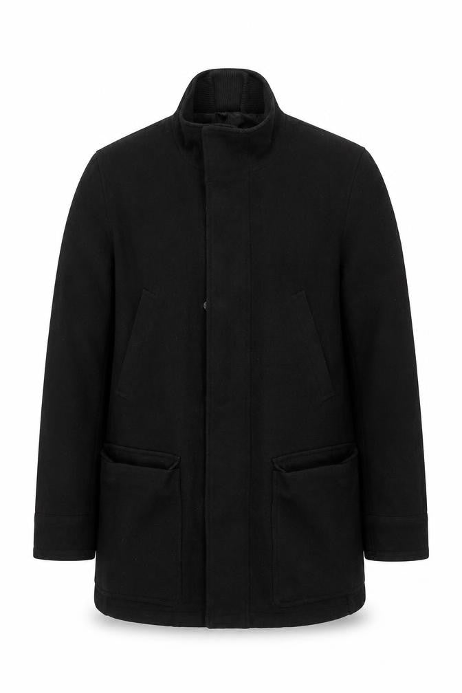 Austin Reed Men's Black Wool Overcoat Size S