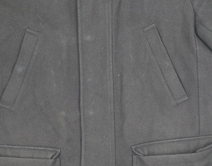 Austin Reed Men's Black Wool Overcoat Size S