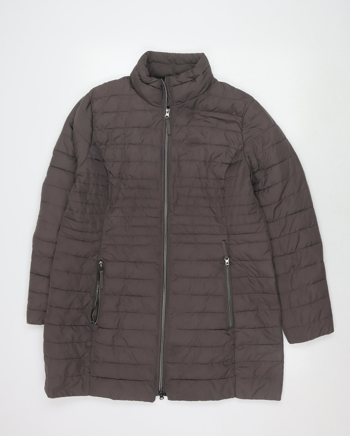 C&A Women's Grey Puffer Jacket Size 16 - Lightweight Zip