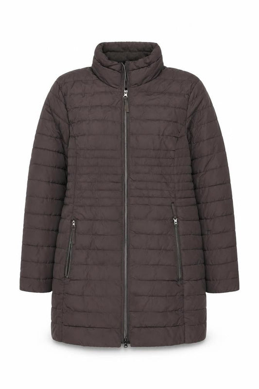 Front view of C&A Women's Grey Puffer Jacket, size 16, - Lightweight Zip
