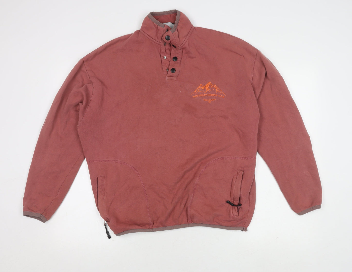 ASOS Design Red Henley Sweatshirt M Unisex