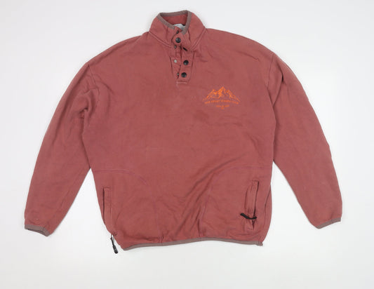 ASOS Design Red Henley Sweatshirt M Unisex