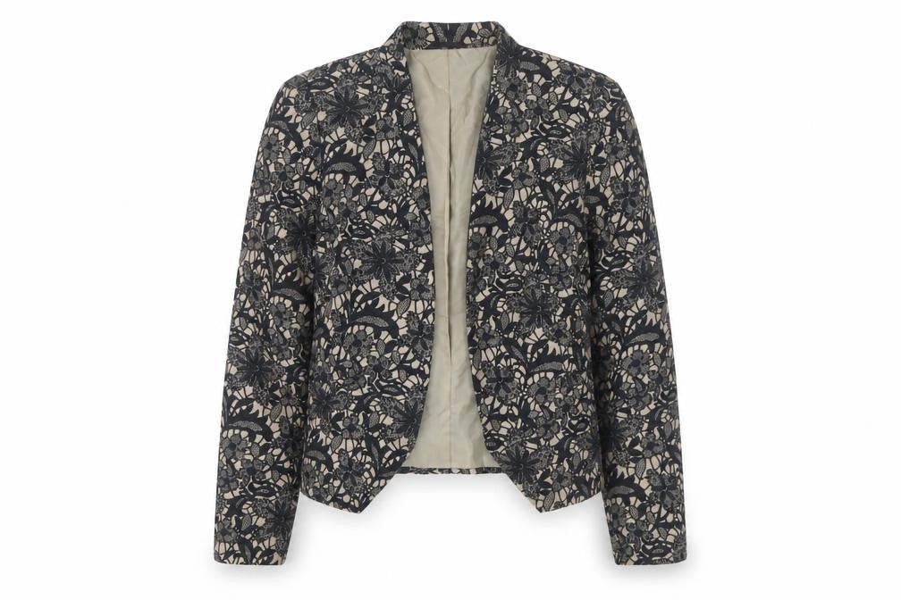Per Una Women's Black Floral Blazer Jacket Size 16