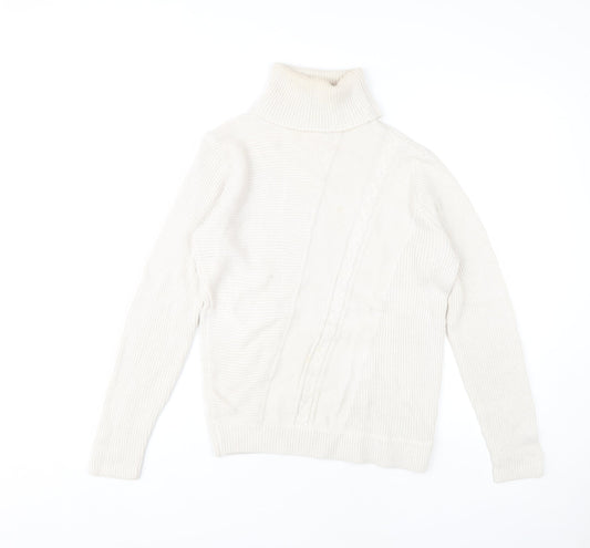 Therapy Women's White Cable-Knit Roll Neck Jumper S