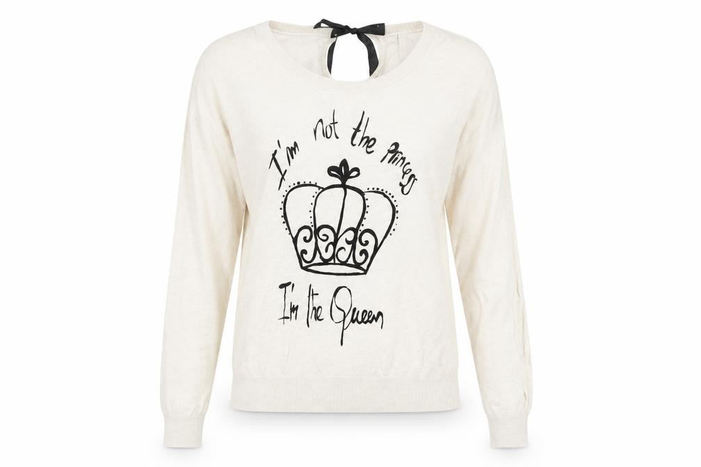 Bershka Women's White Queen Pullover Jumper M