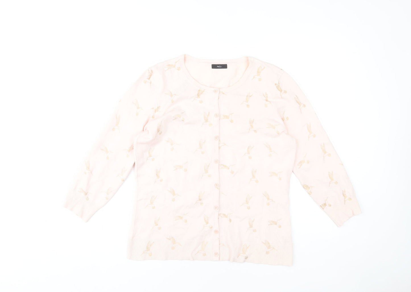 M&Co Women's Pink Cardigan Size 14 Animal Print