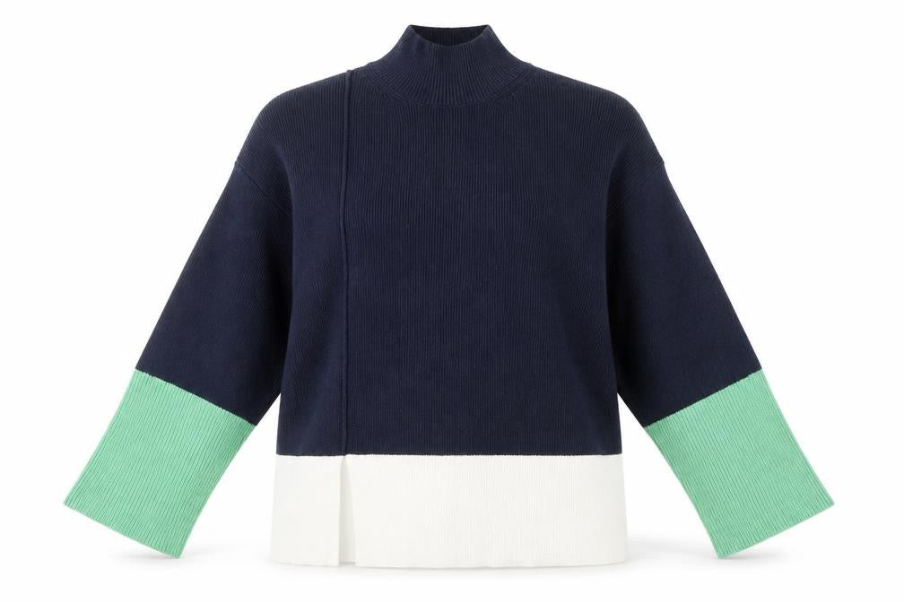 Marks & Spencer Women's Blue High Neck Pullover, Size L