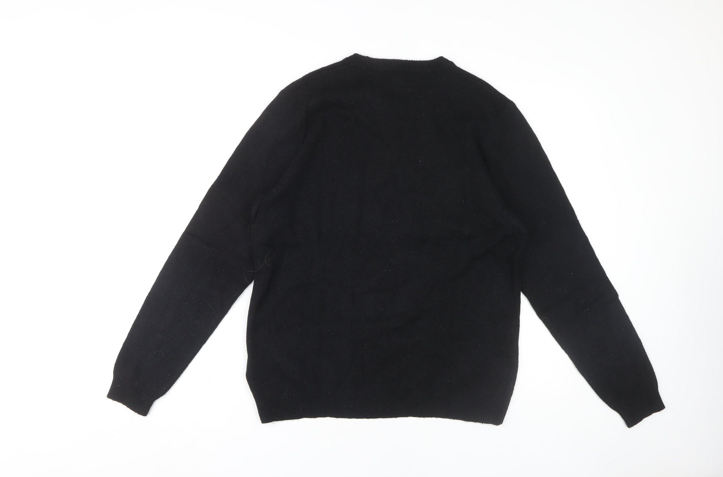 H&M Unisex Black Wool Blend Animal Print Jumper Size 12