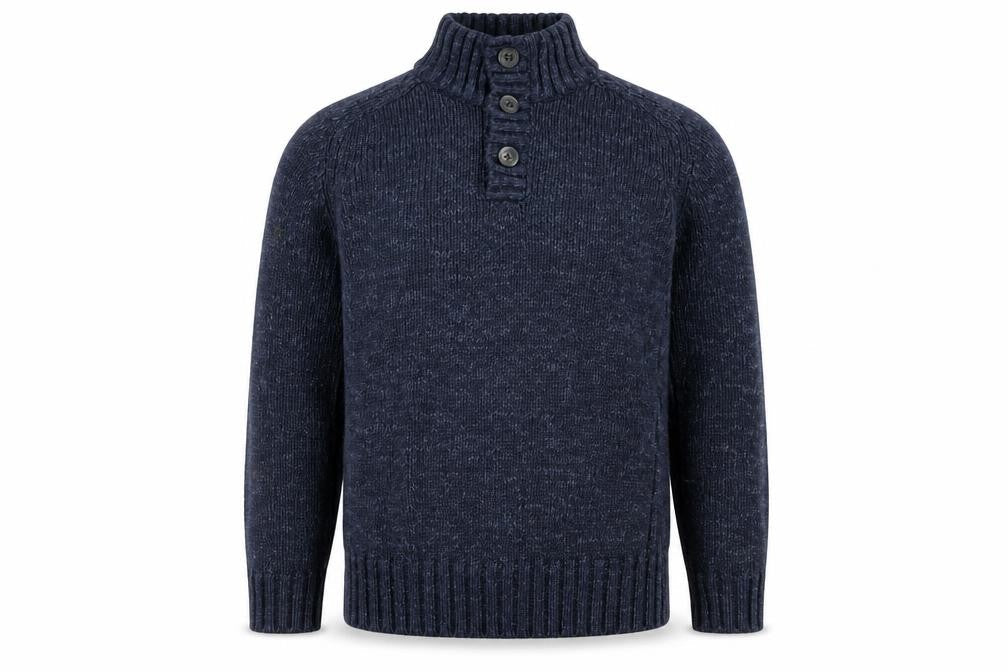 Tom Hagan Men's Blue Henley Jumper, L, Acrylic Blend