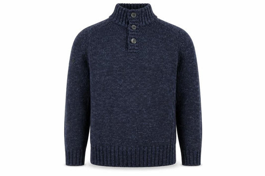 Tom Hagan Men's Blue Henley Jumper, L, Acrylic Blend