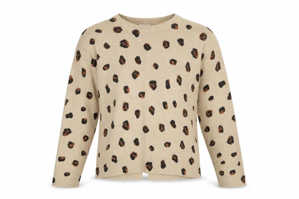 Next Girls Beige Animal Print Pullover Jumper Size 8 Years