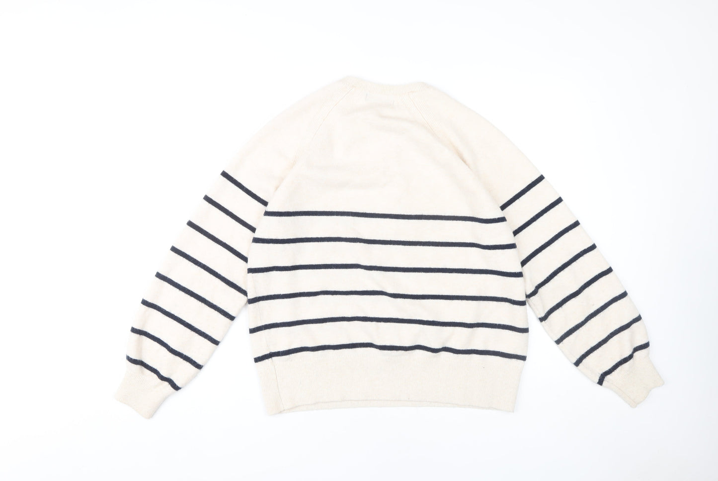 Marks and Spencer Women's Ivory Striped Henley Jumper M