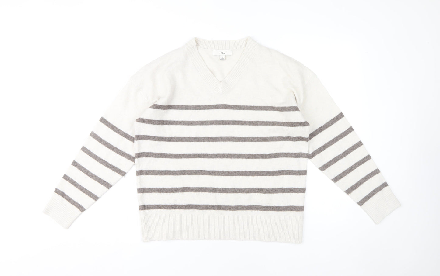 Marks and Spencer Women's Ivory Striped Pullover M