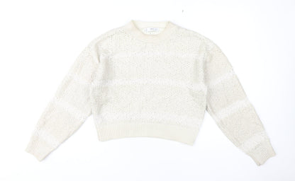 Mango Women Ivory Pullover Jumper, Size M, Autumn Style