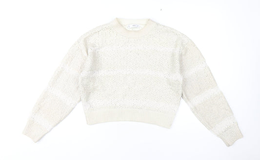 MNG Women Ivory Pullover Jumper, Size M, Autumn Style