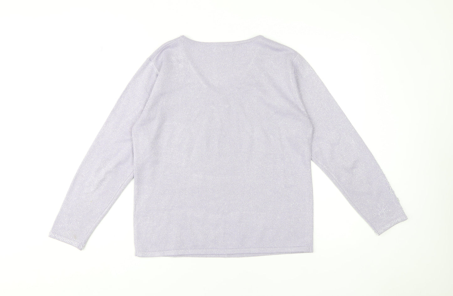 Bonmarché Women's Purple V-Neck Pullover Jumper S