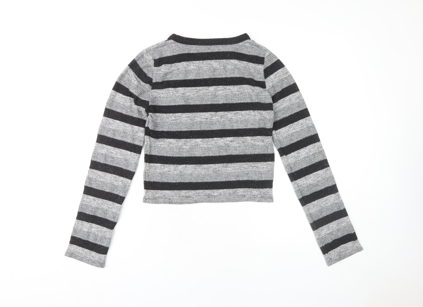 Zara Women's Grey Striped Knit Pullover Jumper Size 12