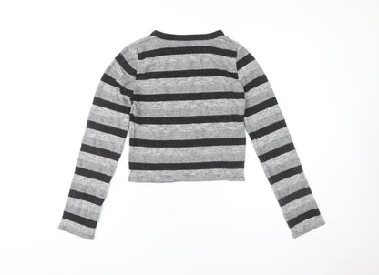 Zara Women's Grey Striped Knit Pullover Jumper Size 12