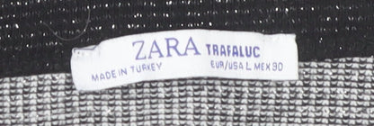 Zara Women's Grey Striped Knit Pullover Jumper Size 12