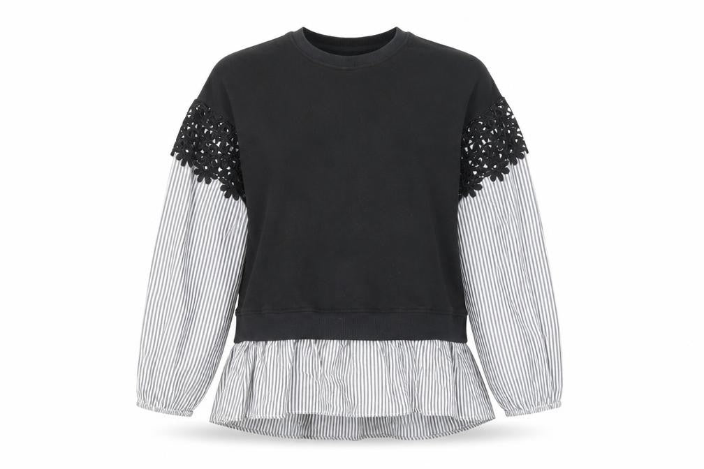 River Island Women's Black Striped Pullover Sweatshirt S