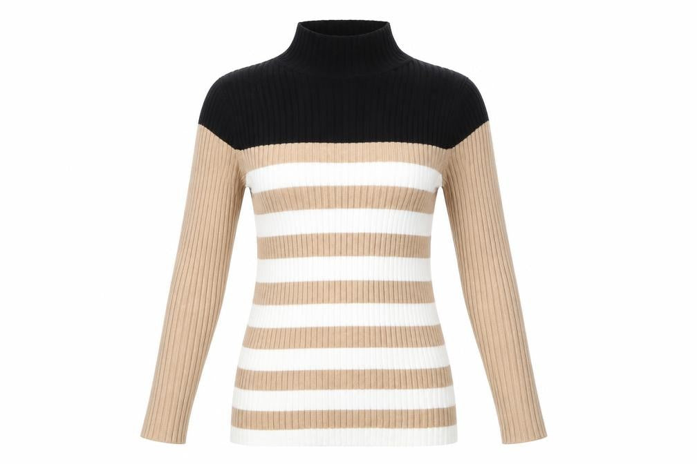 Marks & Spencer Women's Beige Striped Pullover Jumper - Size 6