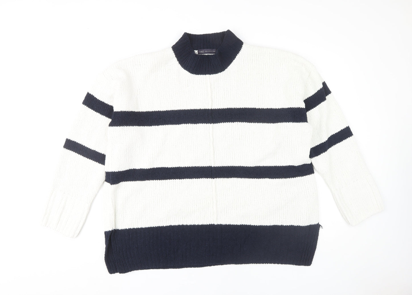Marks and Spencer Women’s XL White Striped Pullover Jumper