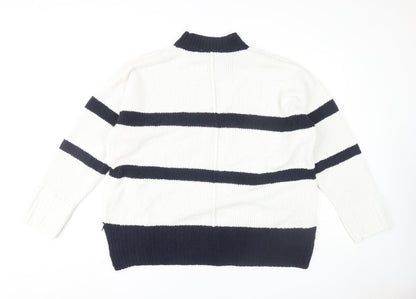 Marks & Spencer Women’s XL White Striped Pullover Jumper
